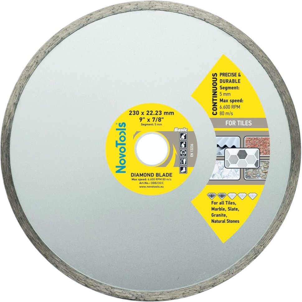 Диск алмазный NovoTools Basic 230х22,23 мм сплошной