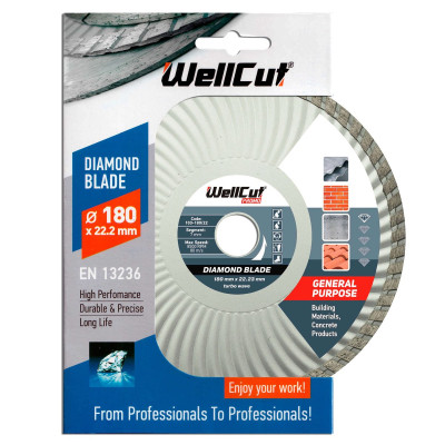 Диск алмазный WellCut 180х22,23 мм турбо-волна