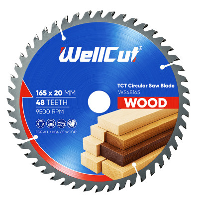 Пиляльний диск по дереву WellCut 165х20 мм, 48 зубів