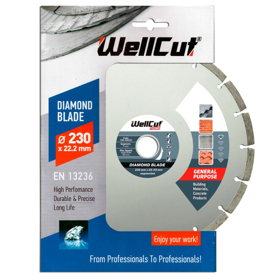 Диск алмазный WellCut 230х22,23 мм сегментный