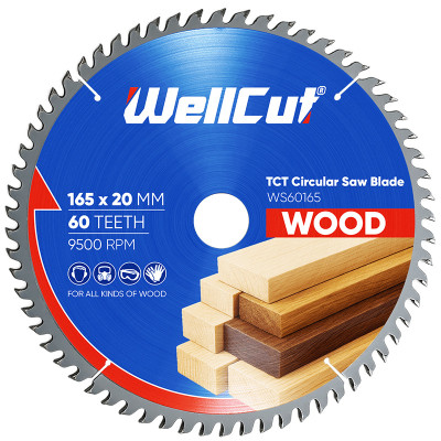 Пиляльний диск по дереву WellCut 165х20 мм, 60 зубів