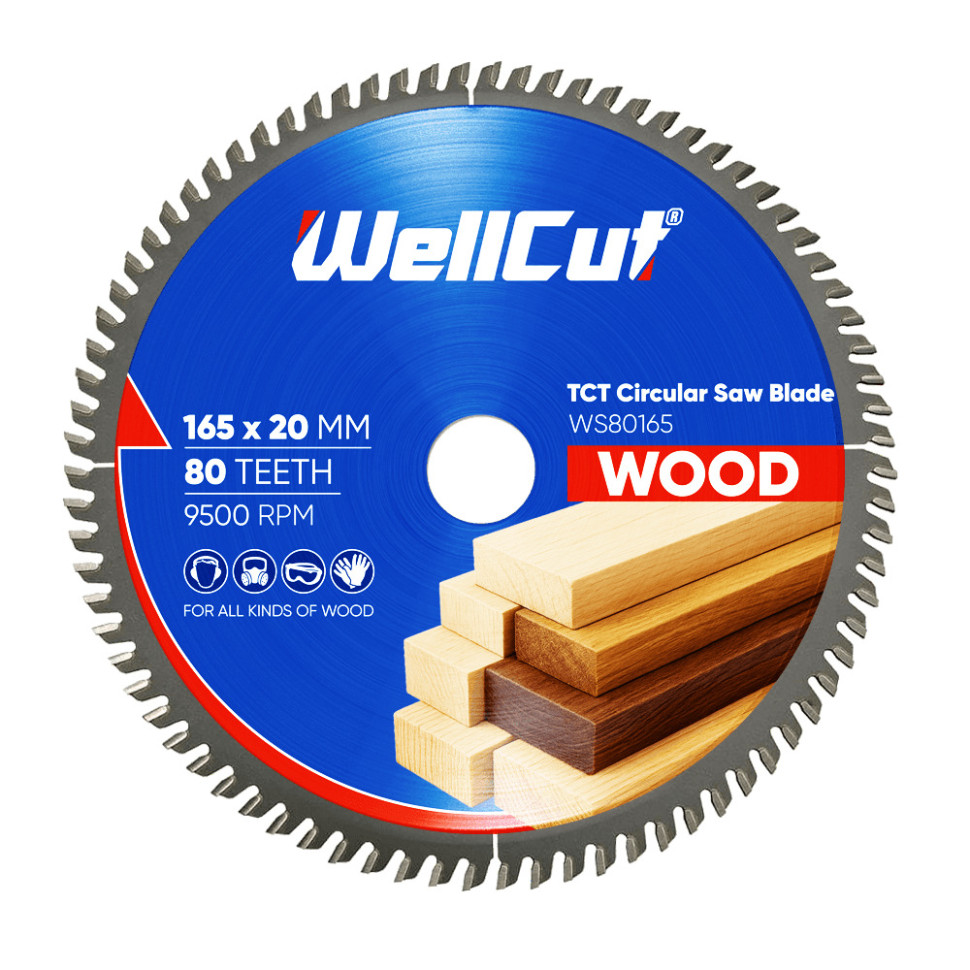 Пиляльний диск по дереву WellCut 165х20 мм, 80 зубів
