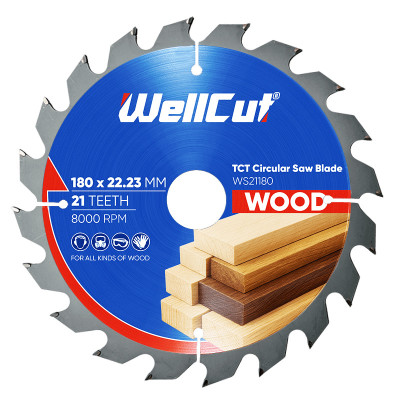 Пиляльний диск по дереву WellCut 180х22,23 мм, 21 зуб