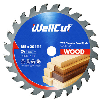 Пиляльний диск по дереву WellCut 185х20 мм, 24 зуби