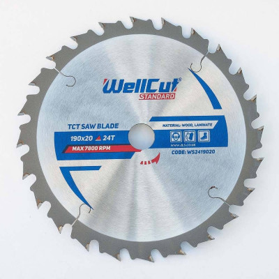 Пиляльний диск по дереву WellCut 190х20 мм, 24 зуби, для ламінату