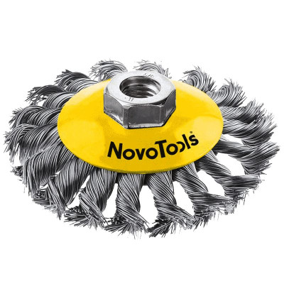 Щетка коническая NovoTools 125 мм M14, витая проволока