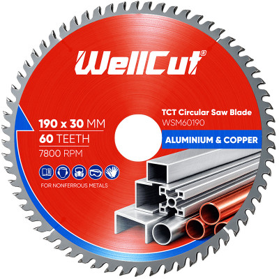 Пиляльний диск по алюмінію та міді WellCut 190х30 мм, 60 зубів