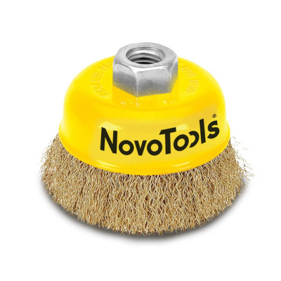 Щетка чашечная NovoTools 125 мм M14, гофрированная латунная проволока