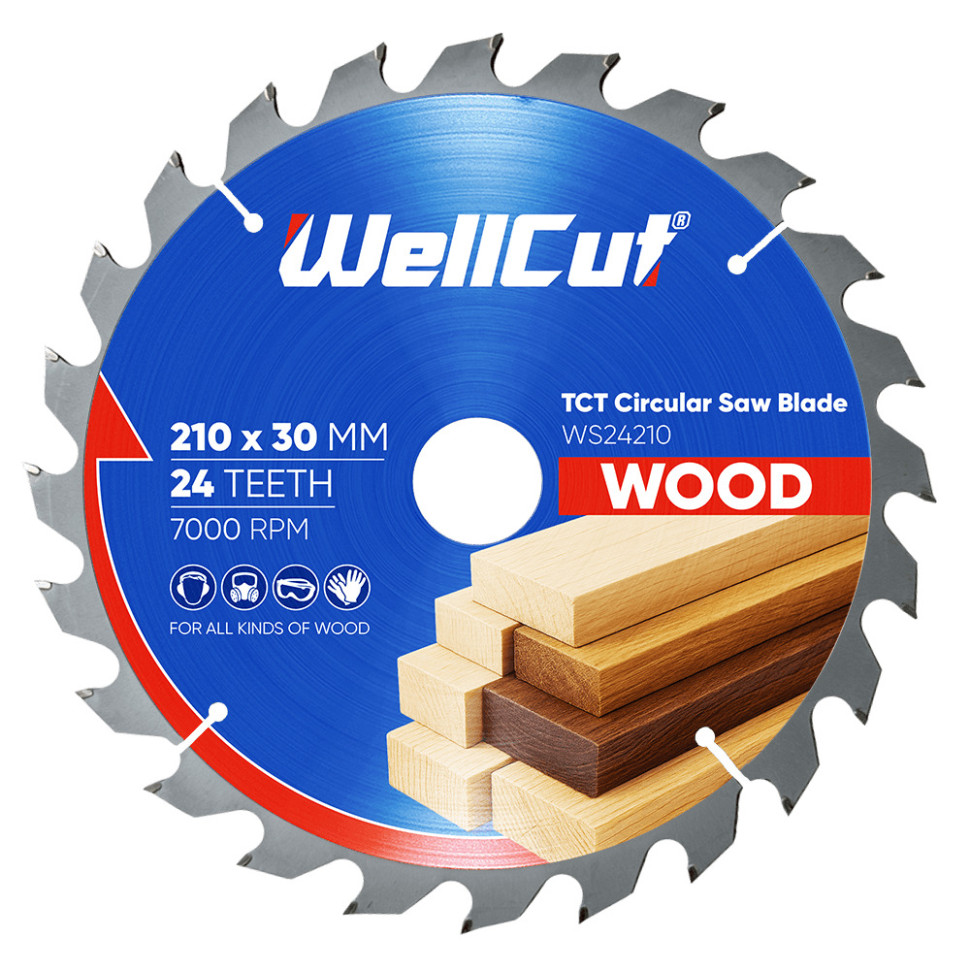 Пиляльний диск по дереву WellCut 210х30 мм, 24 зуби