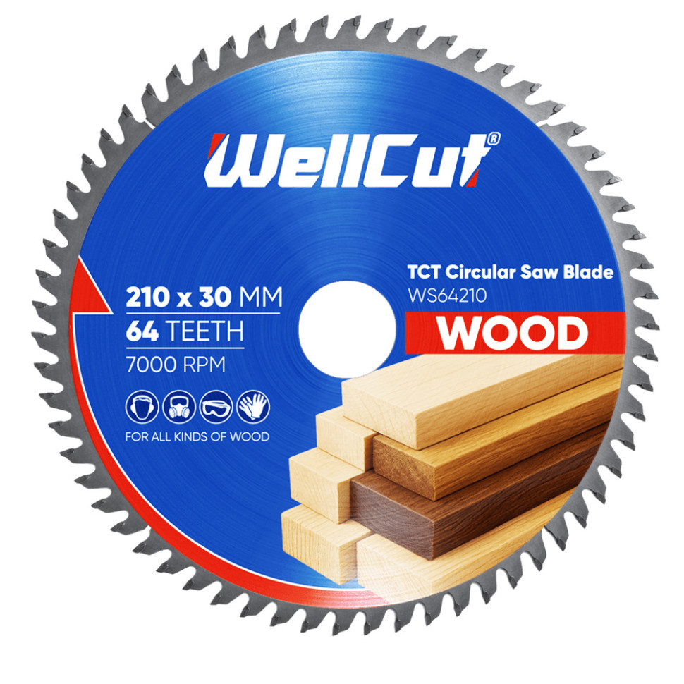 Пиляльний диск по дереву WellCut 210х30 мм, 64 зуби
