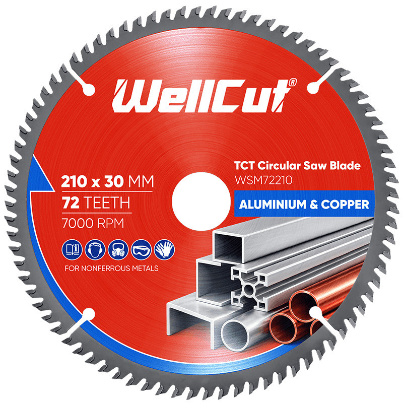 Пиляльний диск по алюмінію та міді WellCut 210х30 мм, 72 зуби Пиляльний диск по алюмінію та міді WellCut 210х30 мм, 72 зуби