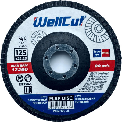 Круг лепестковый торцевой WellCut 27 125х22,23 мм P100