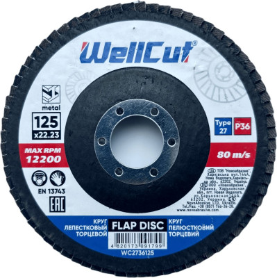 Круг лепестковый торцевой WellCut 27 125х22,23 мм P36