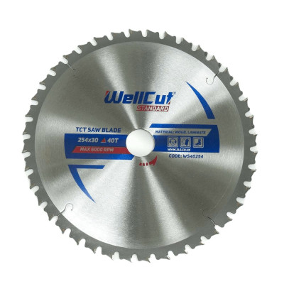 Пиляльний диск по дереву WellCut 254х30 мм, 40 зубів, для ламінату