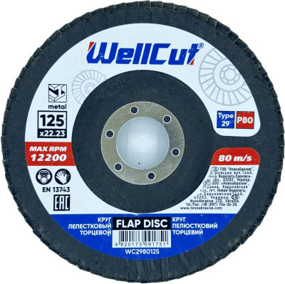 Круг лепестковый торцевой WellCut 29 125х22,23 мм P80