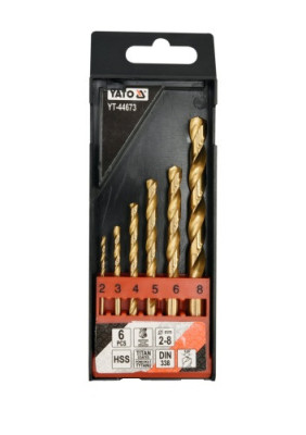 Набір свердел по металу YATO HSS-TiN 2-8 мм 6 шт
