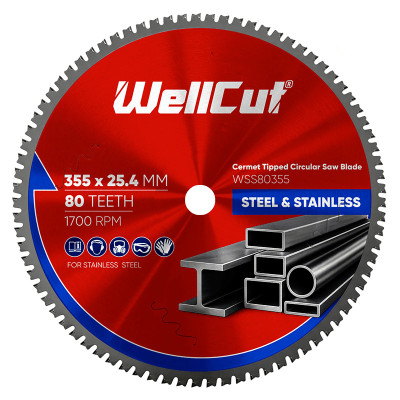 Пиляльний диск по сталі WellCut 355х25,4 мм, 80 зубів