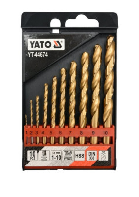 Набір свердел по металу YATO HSS-TiN 1-10 мм 10 шт