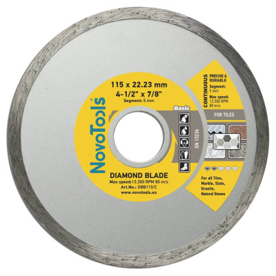 Диск алмазный NovoTools Basic 115х22,23 мм сплошной