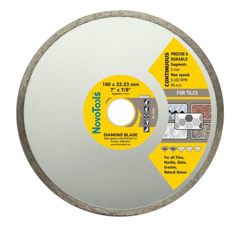 Диск алмазный NovoTools Basic 180х22,23 мм сплошной